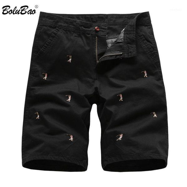 men's shorts bolubao fashion brand men casual 2021 male embroidery straight solid color cargo men's1, White;black
